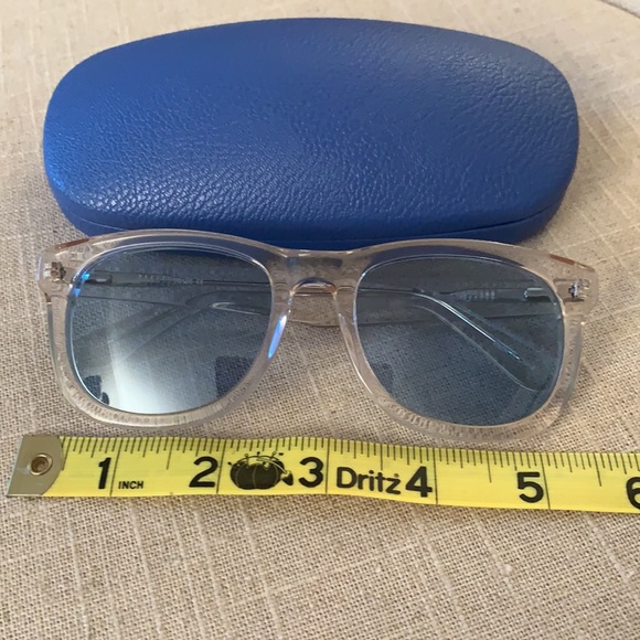 J McLaughlin blue tinted sunglasses/clear frame